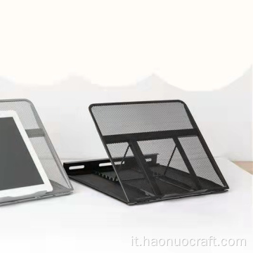 supporto per notebook monitor in rete metallica con telaio da tavolo